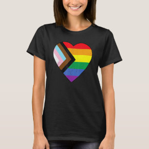 T-shirt Progrès Fierté Drapeau Rainbow Coeur Vintage Retro