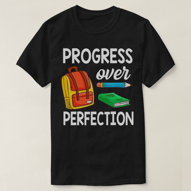 T-shirt Progrès sur l'enseignant motivationnel (66) (Design devant)
