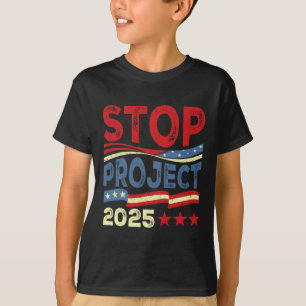 T-shirt Projet 2025 Anti Trump Drapeau américain Femmes po
