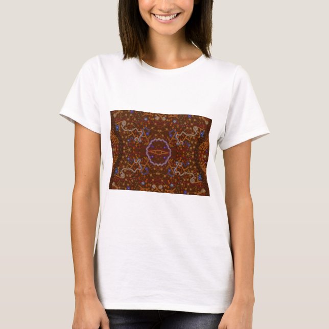 T-shirt Promenade aborigène australienne avec traces anima (Devant)