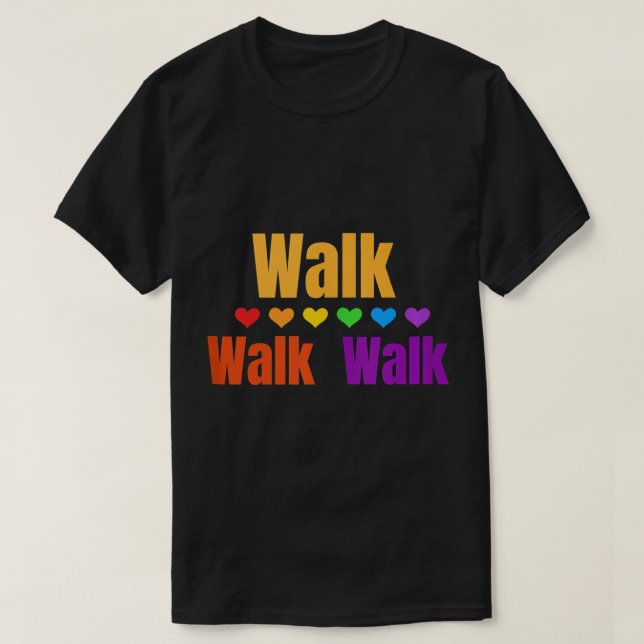 T-shirt Promenade au coeur en plein air Marche à la maison (Design devant)