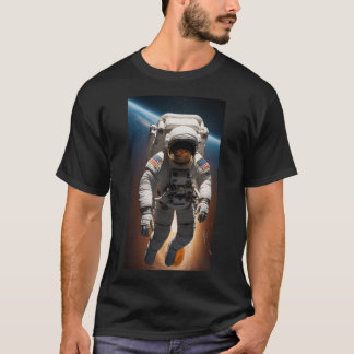 T-shirt Promenade spatiale avec la Terre en dessous
