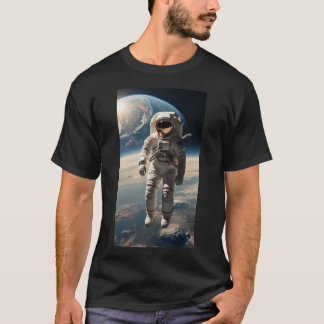 T-shirt Promenade spatiale avec la Terre en dessous