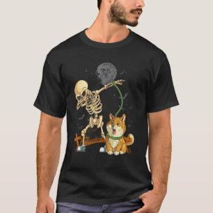 T-shirt Promeneur de chien squelette Corgi promenade de ch