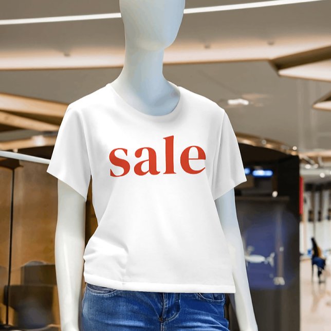T-shirt Promo d'escompte simple de magasin de vente rouge (Simple Red SALE Store Discount Promo T-Shirt)