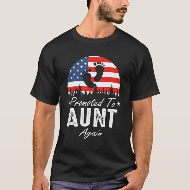 T-shirt Promoted To Aunt Again 2024 US Flag Father's Day (Devant)