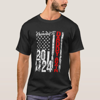 T-shirt Promoted To Daddy Again 2024 American Flag Soon Da
