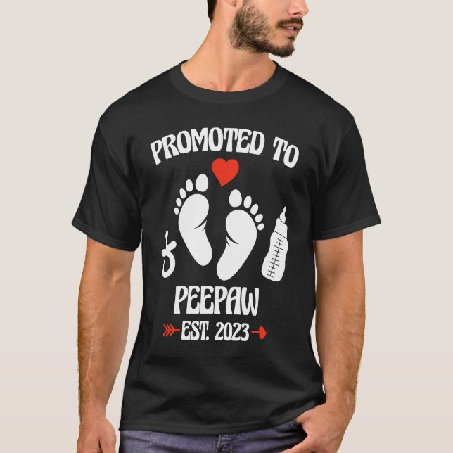 T-shirt Promoted To Peepaw 2023 First Time New Grandpa Pre (Devant)