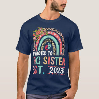 T-shirt Promu À Big Sister Est 2023 Leopard Rainbow Mo