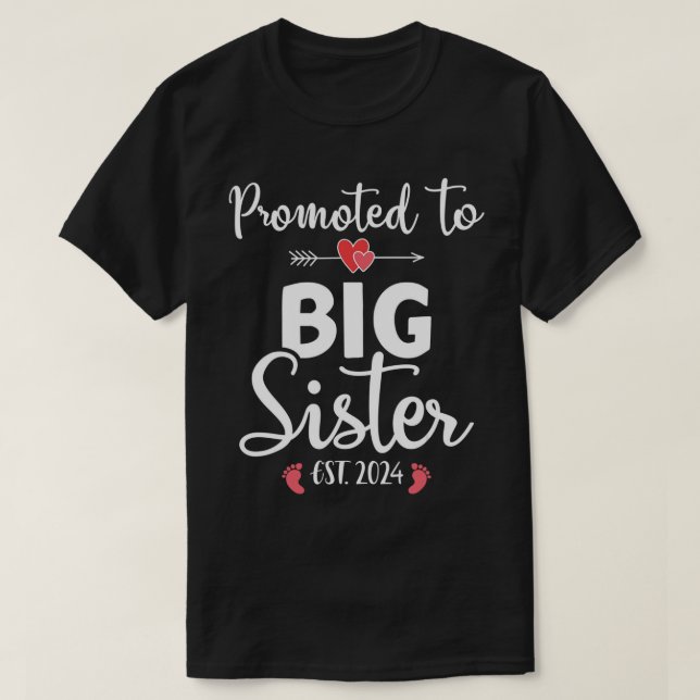 T-shirt Promu à grand soeur est. 2024 pour la grossesse (Design devant)