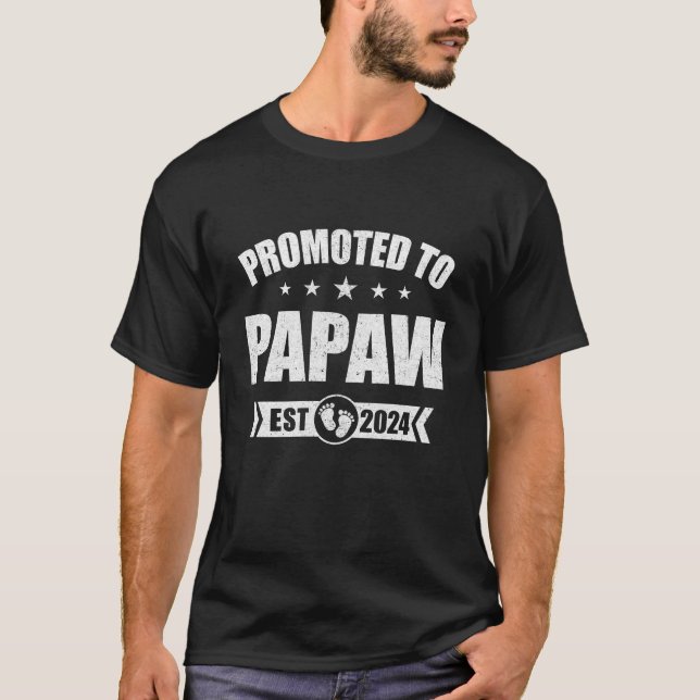 T-shirt Promu À La Fête des pères Papaw Est 2024 Première  (Devant)