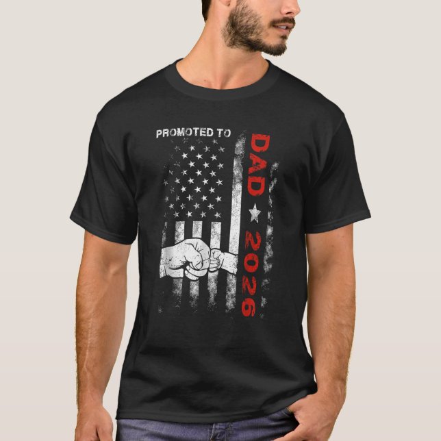 T-shirt Promu À Papa Est 2026 Drapeau Américain Nouveau Pa (Devant)