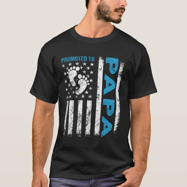 T-shirt Promu À Papa Usa Fête des pères Drapeau Première F (Devant)