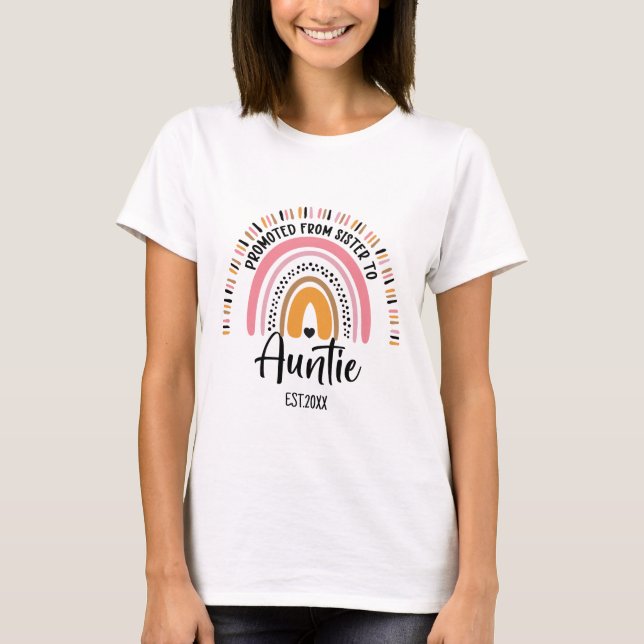 T-shirt Promu de Soeur à Tante, Révélation de grossesse (Devant)