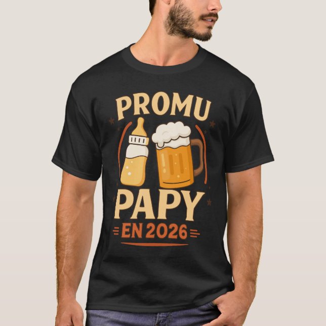 T-shirt Promu Papy 2026 Idée Annonce Futur Grand-Père (Devant)