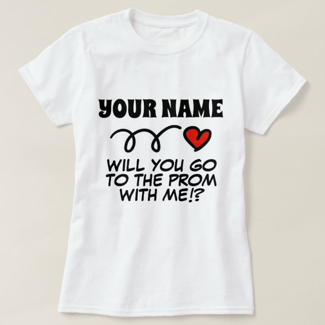 T-shirt Proposition Hoco prom personnalisée demande coeur (Design devant)