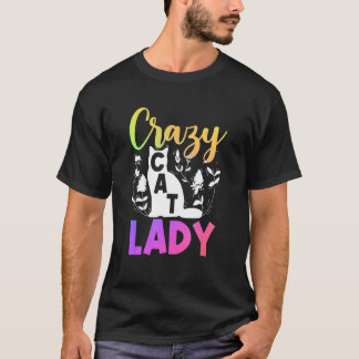 T-shirt Propriétaire de chat fleur Dame aux chats folle