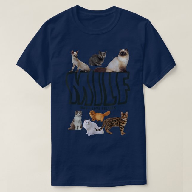 T-shirt Propriétaire de chat MILF Homme I Love Felines  (Design devant)