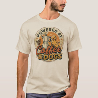 T-shirt Propulsé par le café et les chiens Rétro Vintage A