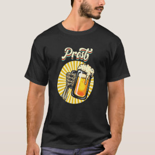 T-shirt Prost Beer Mug Skeleton Main Oktoberfest allemand 