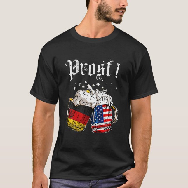 T-shirt Prost Bière Allemande Drapeau Américain Oktoberfes (Devant)