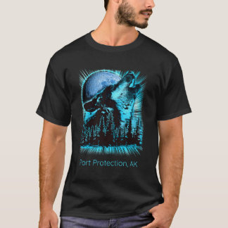 T-shirt Protection du port Alaska Howling Wolf Moon Forest