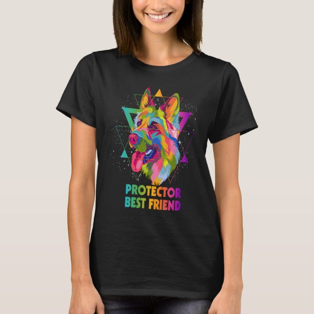 T-shirt Protector Best Friend German Shepherd Motivational (Devant)