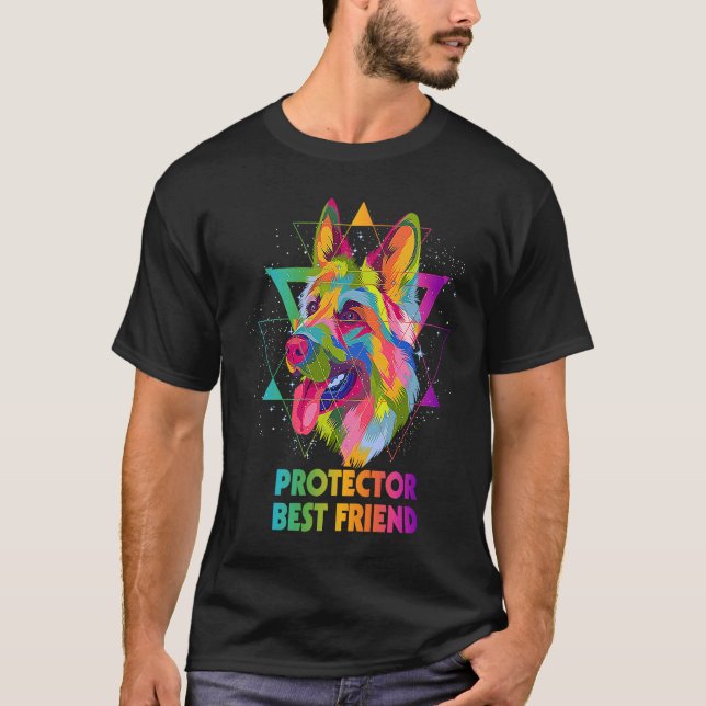 T-shirt Protector Best Friend German Shepherd Motivational (Devant)
