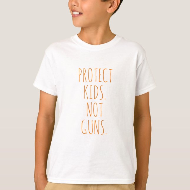 T-shirt Protéger les enfants Pas d'armes à feu orange text (Devant)