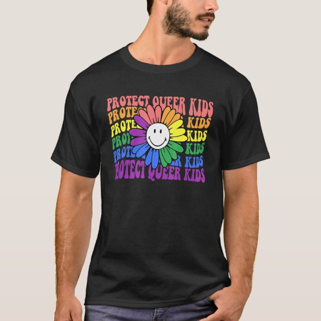 T-shirt Protéger les enfants queer Rainbow LGBT Pride Dit  (Devant)
