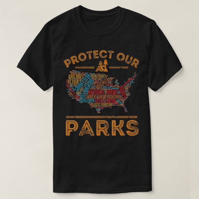 T-shirt Protéger nos parcs Carte du parc national Randonné (Design devant)