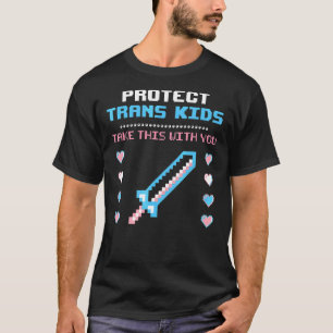 T-shirt Protéger Trans Kids 8 Bits Arme Fierté d'épée Lgbt