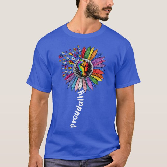 T-shirt Proud Ally Sunflower Fistrans Gay LGBTQ Pride Mont (Devant)
