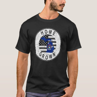 T-shirt Proud America State Flag US Home Grown Michigan