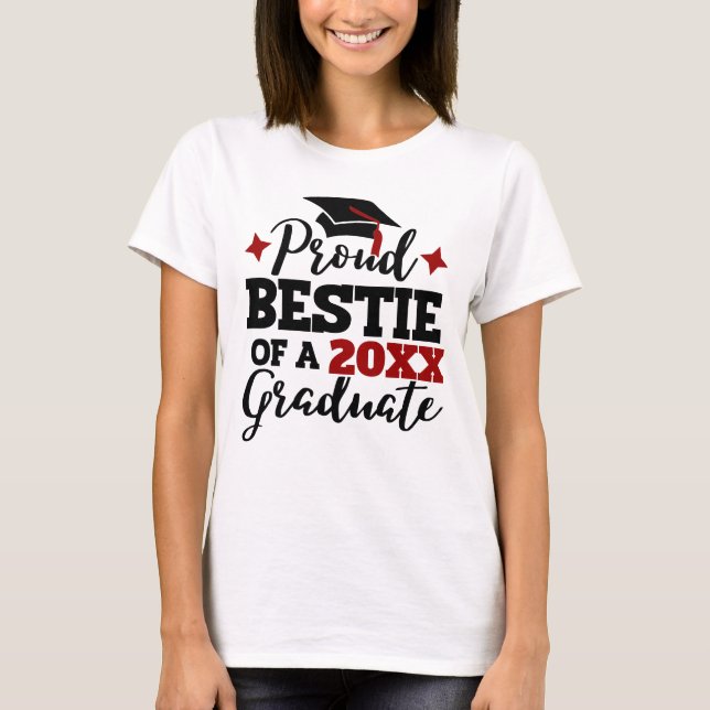 T-shirt Proud Bestie d'un 2022 diplômé noir rouge de goût (Devant)