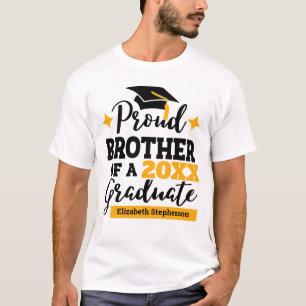 T-shirt Proud Brother 2022 diplômé en or noir nom du casqu