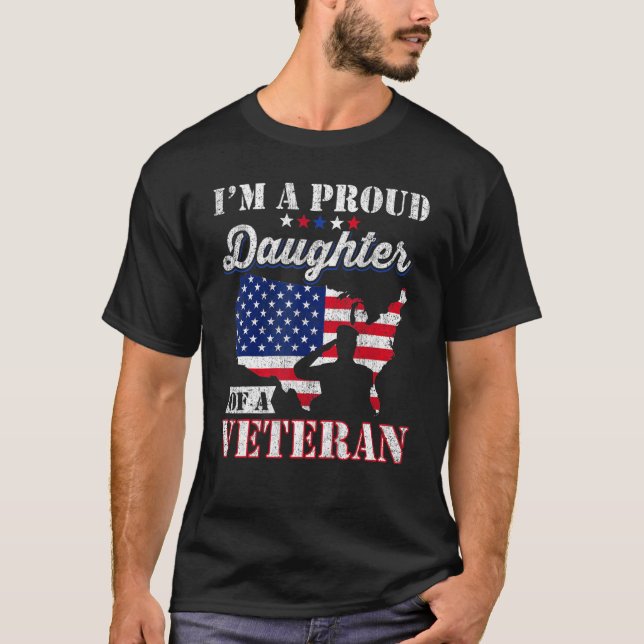 T-shirt Proud Daughter Veteran Nothing Scares Patriotic Ve (Devant)