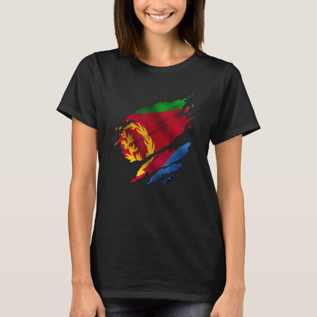 T-shirt Proud Eritrean Root Torn Ripped Eritrea Flag (Devant)