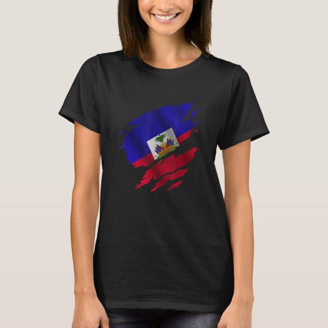 T-shirt Proud Haitian Root Torn Ripped Haitia Flag (Devant)