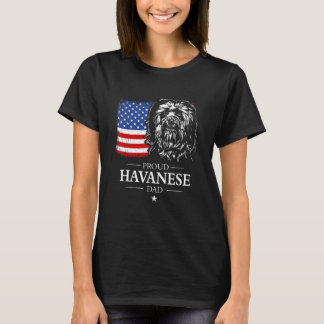 T-shirt Proud Havanese Dad American Flag Patriotic Dog
