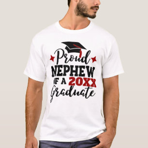 T-shirt Proud neveu 2022 diplômé noir rouge tassel