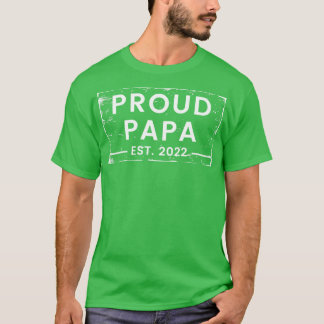 T-shirt Proud Papa EST 2022 Vintage Design en détresse pou