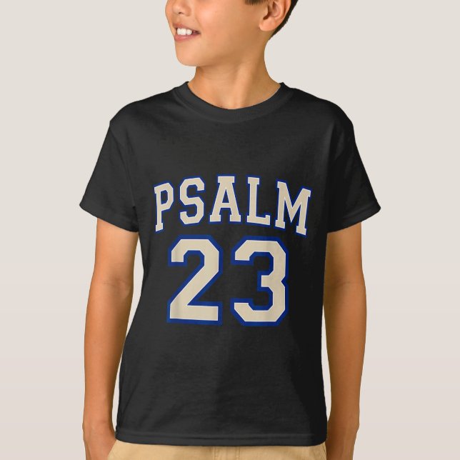 T-shirt Psalm 23 Christian Faith Ivory And Blue Varisty Le (Devant)