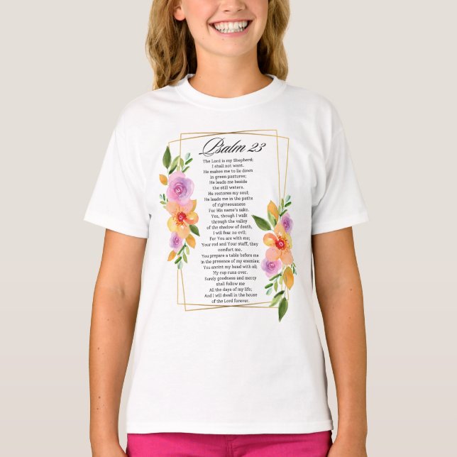 T-shirt Psalm 23 Floral Geometric Frame (Devant)