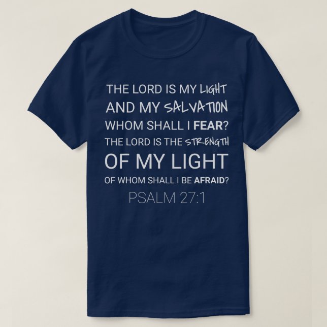 T-shirt Psaume 27 Citations de la foi chrétienne biblique (Design devant)