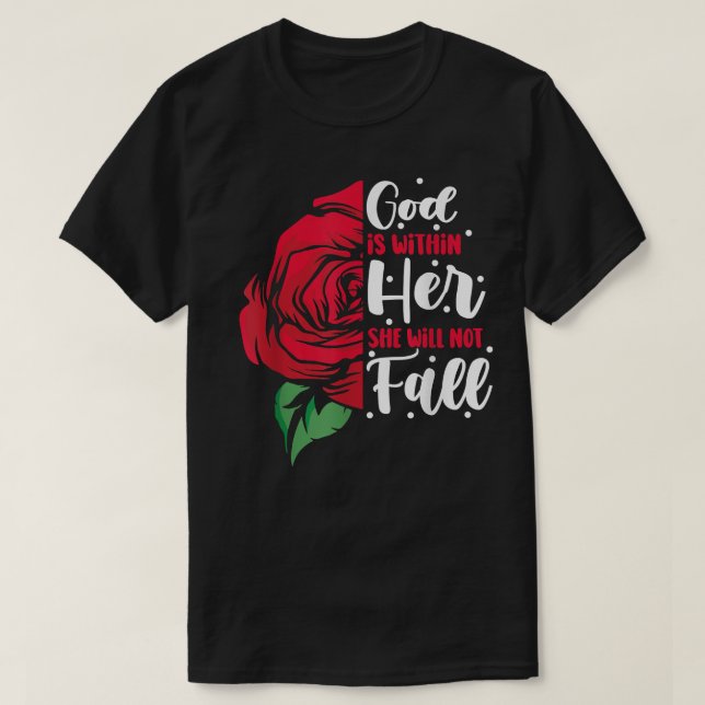 T-shirt Psaume Chrétienne 465 Dieu est en elle, elle n (Design devant)