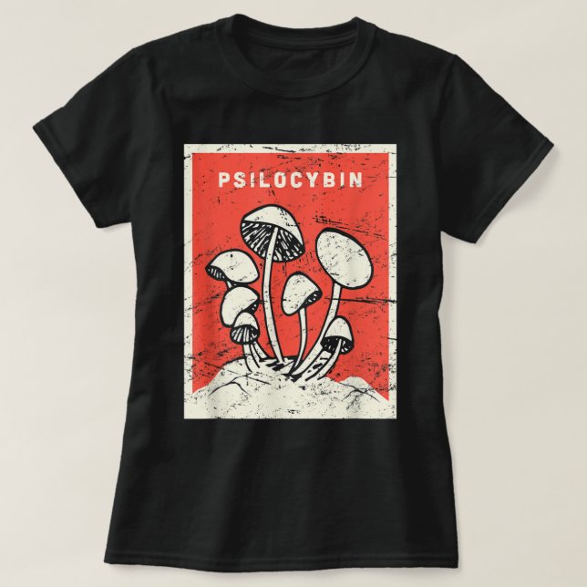 T-shirt Psilocybin Retro Psychedelic Magie Champignons (Design devant)
