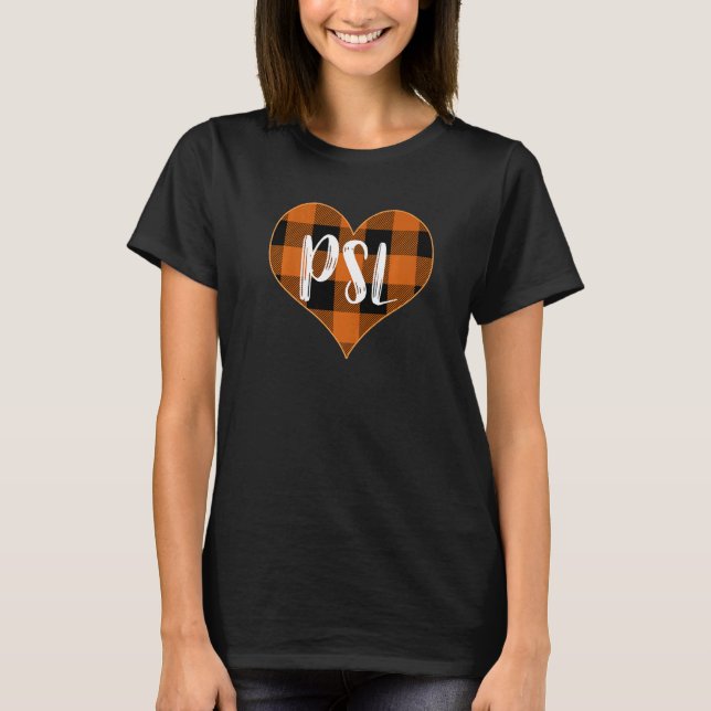 T-shirt PSL Love Autumn Fall Buffalo Plaid Latte (Devant)