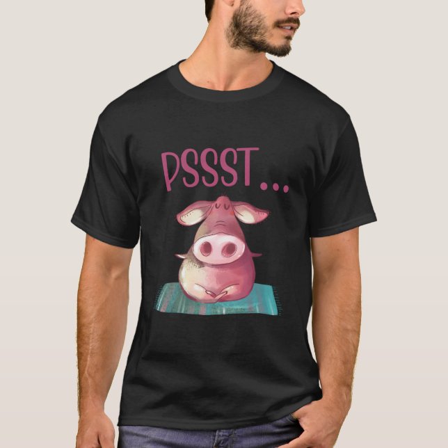 T-shirt Pssst Yoga Pig Cute Sow Doing Yoga (Devant)