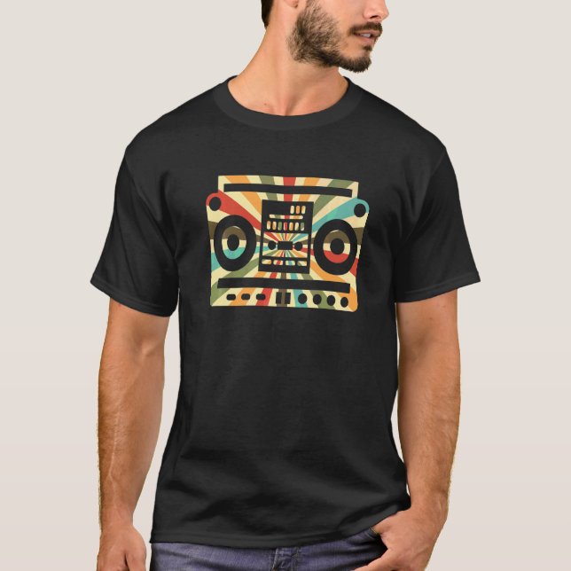 T-shirt Psychedelic Boombox Radio I Love Les années 80 (Devant)